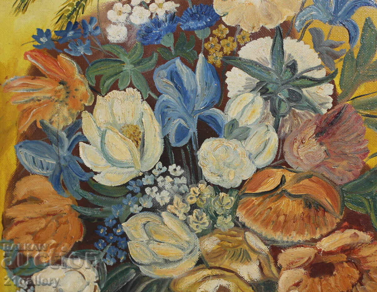 Still life vase with flowers, oil paints, signed - 5 Still life vase with flowers, oil paints, signed - 5