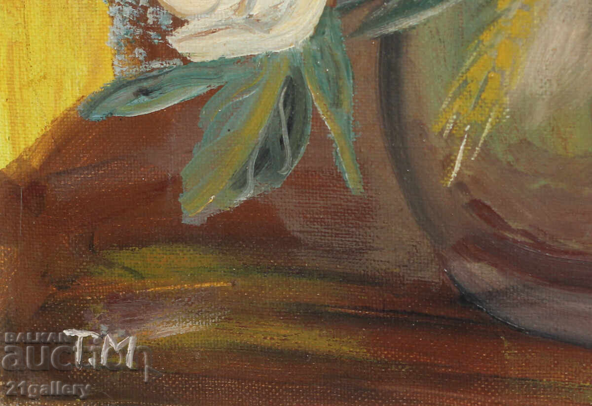 Still life vase with flowers, oil paints, signed - 7 Still life vase with flowers, oil paints, signed - 7