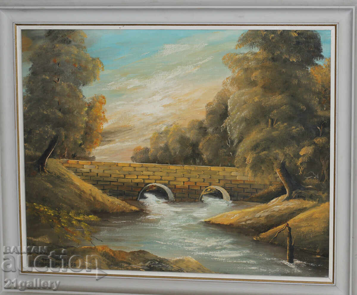 G. Strashimirov / Oil paintings landscape with bridge with price 400.00 BGN | € 204.52 G. Strashimirov / Oil paintings landscape with bridge with price 400.00 BGN | € 204.52