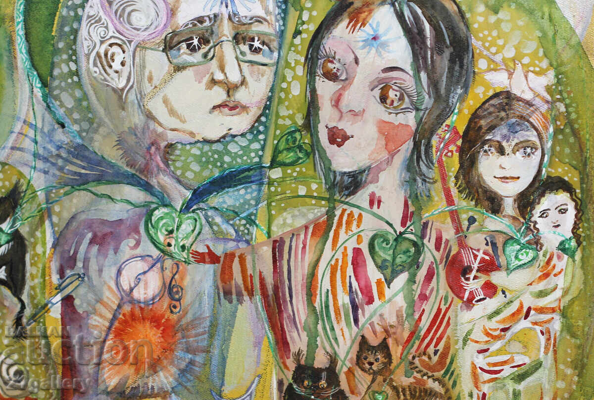 Naive Composition Figures Gouache - 7