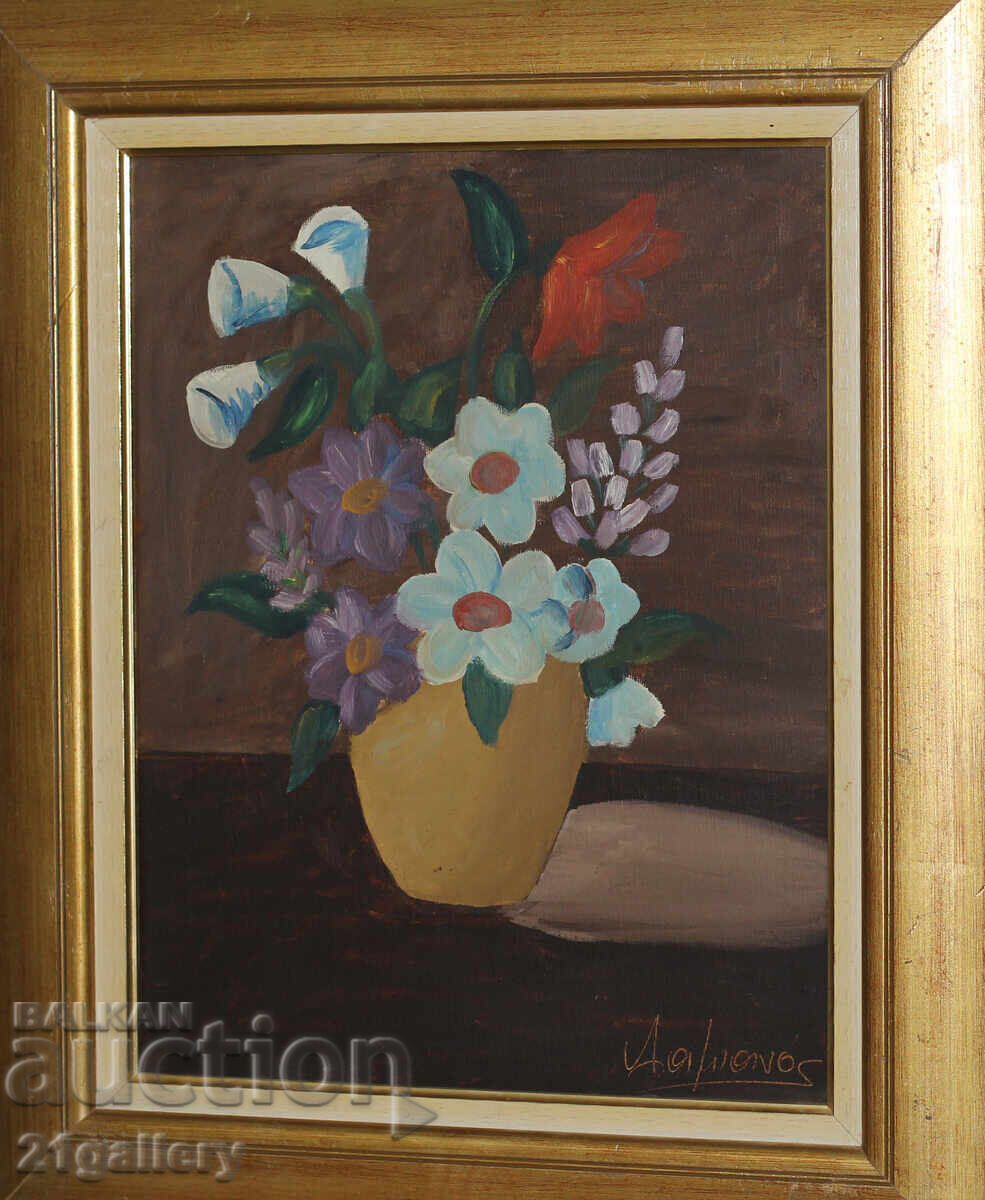 Still life vase with flowers, oil paintings, signed / Italy with price 400.00 BGN | € 204.52 Still life vase with flowers, oil paintings, signed / Italy with price 400.00 BGN | € 204.52