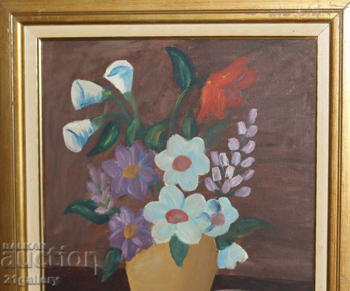 Delivery of Still life vase with flowers, oil paintings, signed / Italy Delivery of Still life vase with flowers, oil paintings, signed / Italy