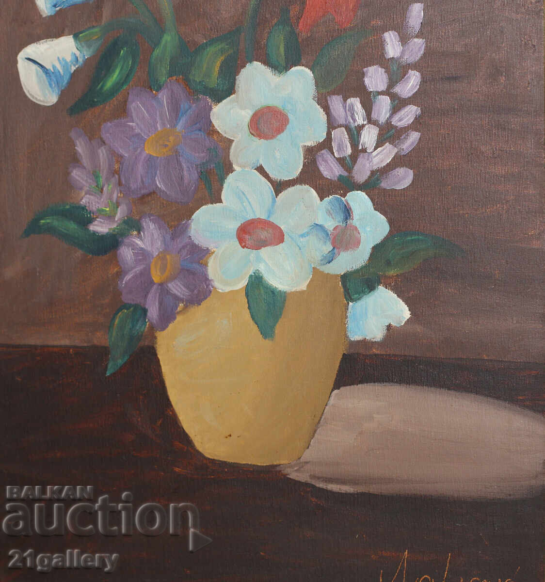 Still life vase with flowers, oil paintings, signed / Italy - 5 Still life vase with flowers, oil paintings, signed / Italy - 5