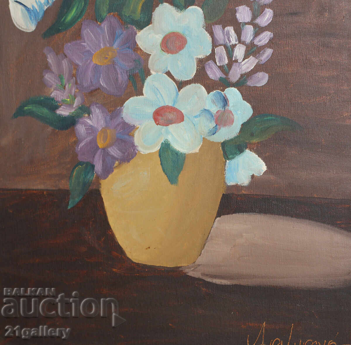 Still life vase with flowers, oil paintings, signed / Italy - 6 Still life vase with flowers, oil paintings, signed / Italy - 6