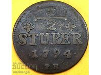 Germany 1794 1/2 stubber 27mm Jülich-Berg Carl Theodor