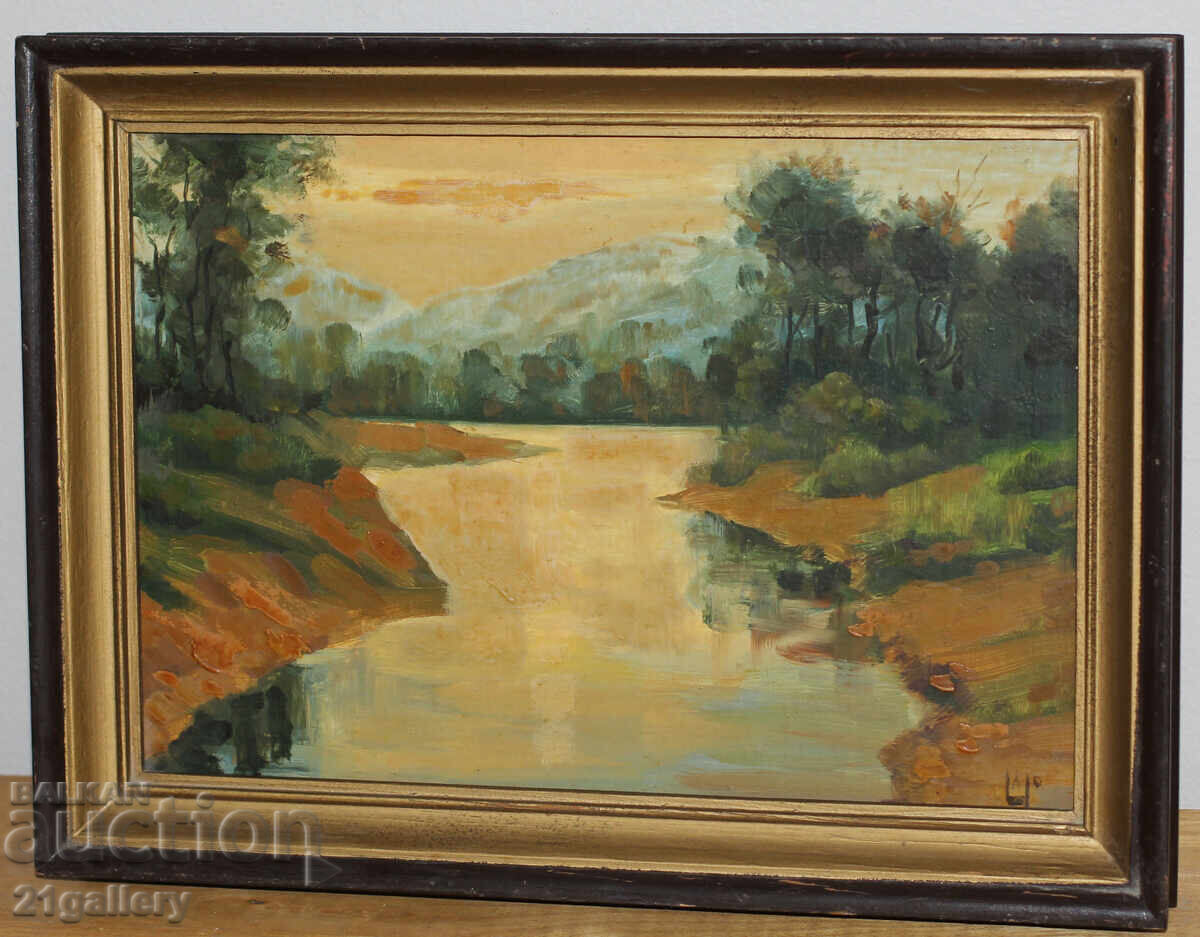 Auction Oil paintings / river landscape / signed Auction Oil paintings / river landscape / signed