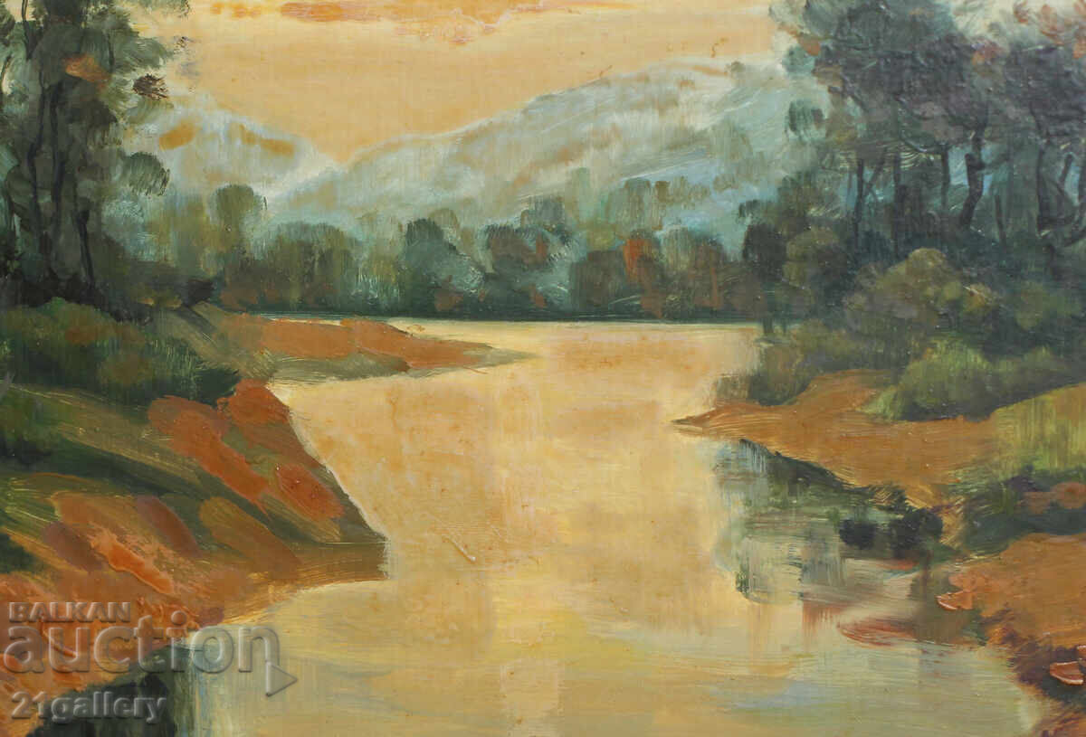 Oil paintings / river landscape / signed - 5 Oil paintings / river landscape / signed - 5