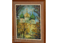 Oil paintings / landscape church / signed
