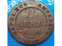 Napoleon 10 cents 1809 France Coronation copper