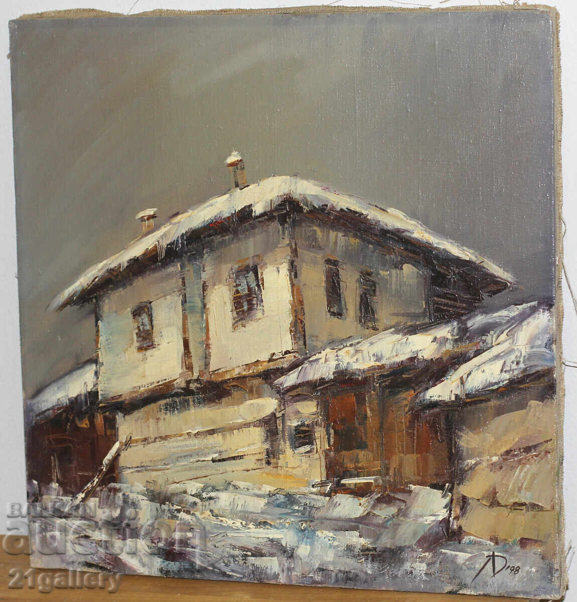 Auction  Lyubomir Doychev / Oil paints / Winter landscape with a house