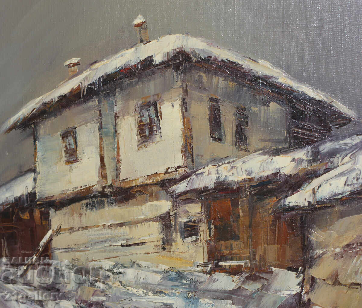 Lyubomir Doychev / Oil paints / Winter landscape with a house - 5
