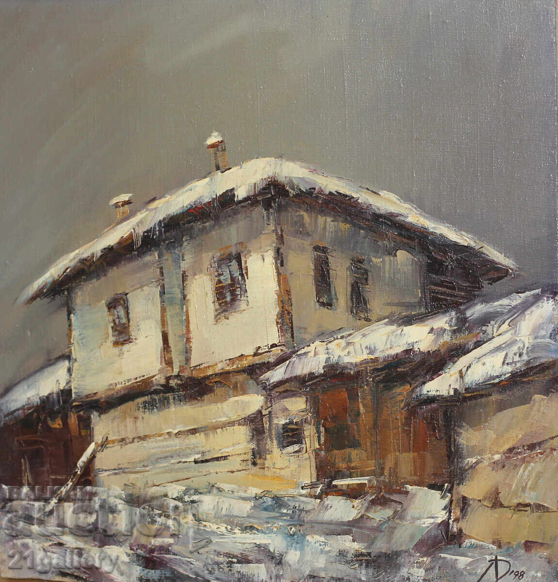 Lyubomir Doychev / Oil paints / Winter landscape with a house