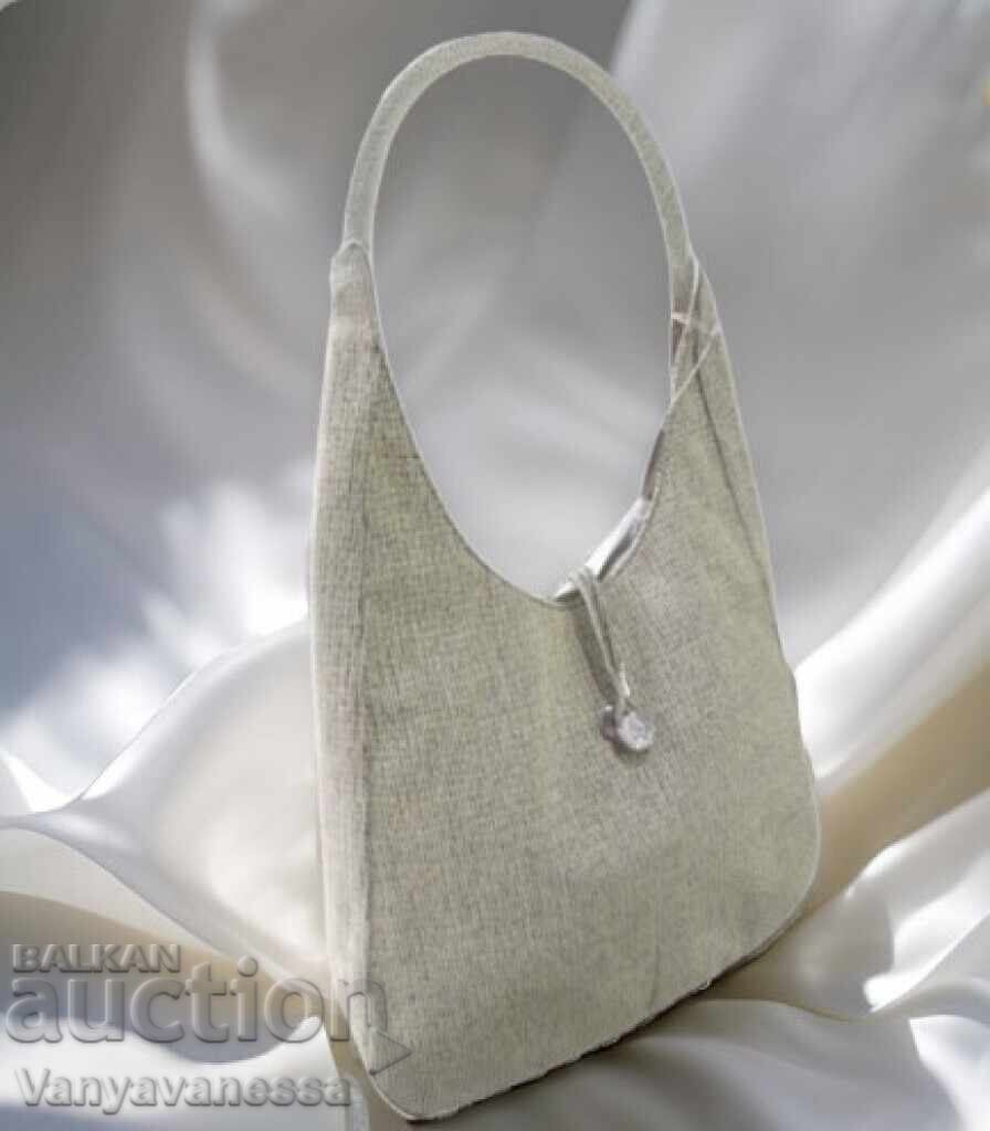 Comfortable textile shoulder bag with crystal