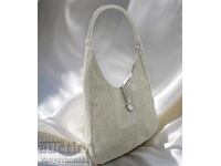 Comfortable textile shoulder bag with crystal