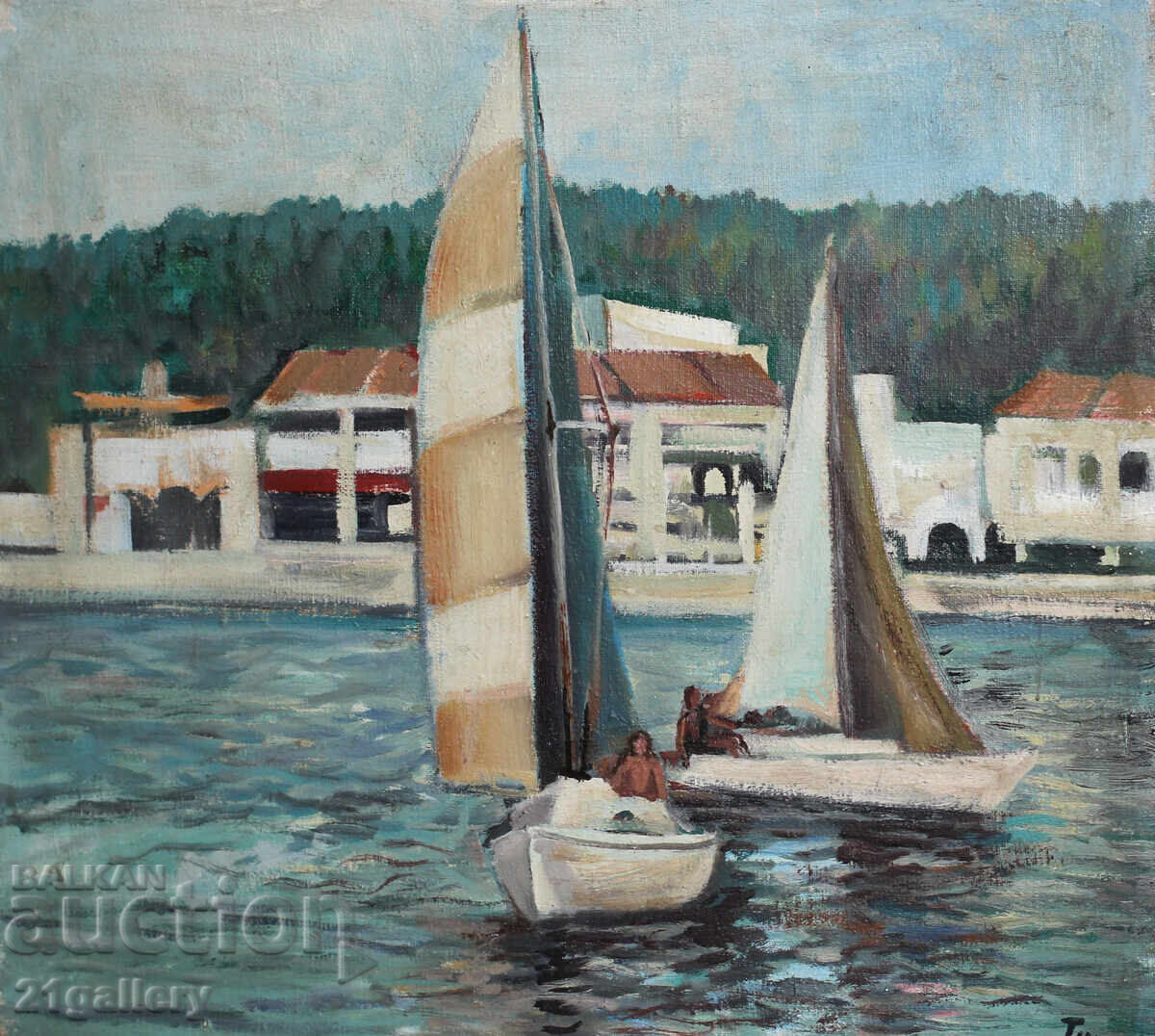 Delivery of Oil paintings / Landscape with boats / signed Delivery of Oil paintings / Landscape with boats / signed