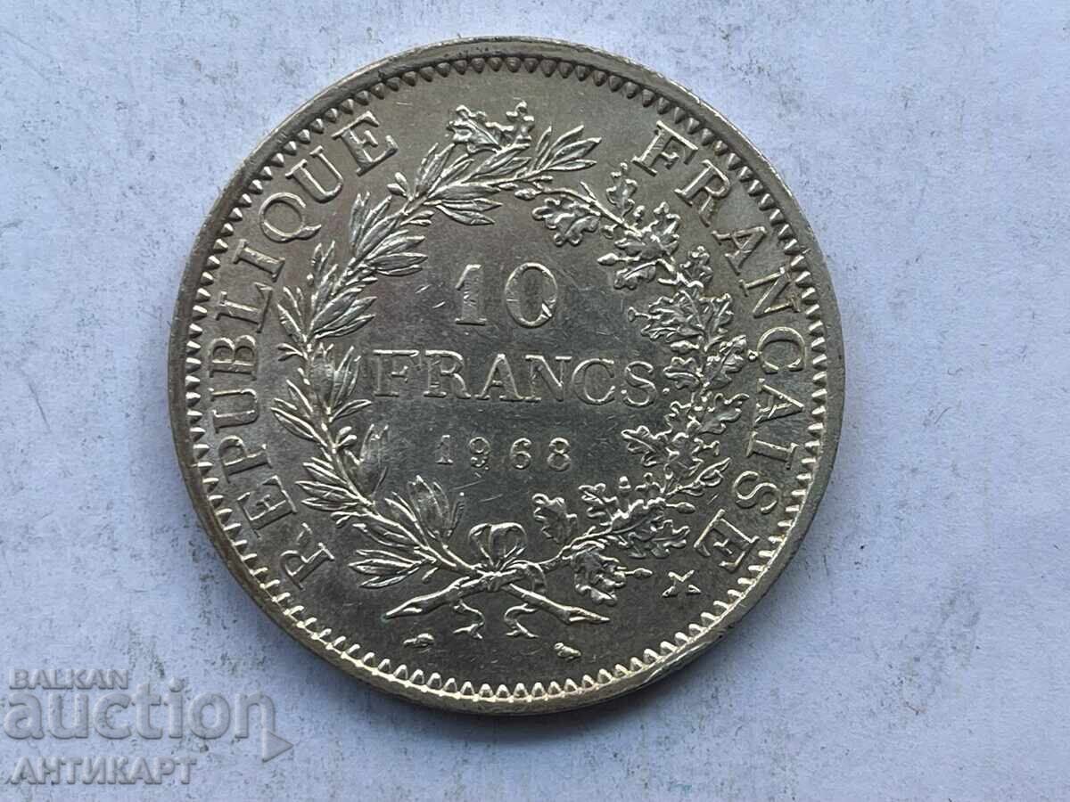 silver coin 10 francs France 1968 silver