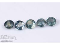 5 pieces blue-green sapphire 0.56ct 2.6mm round cut #1