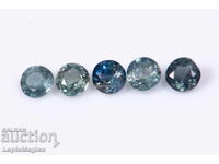 5 pieces blue-green sapphire 0.64ct 2.6mm round cut No.2