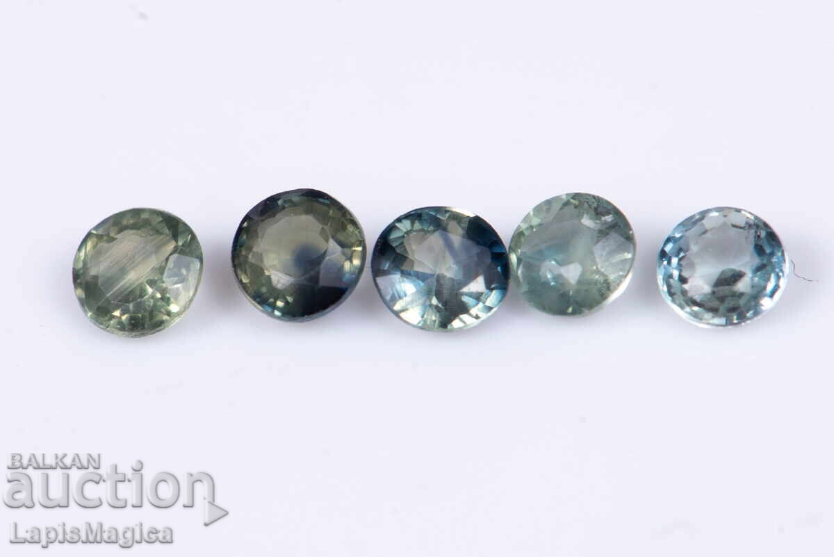 5 safir albastru-verde 0.58ct 2.6mm tăietură rotundă #3