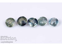 5 pieces blue-green sapphire 0.58ct 2.6mm round cut #3