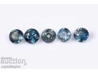 5 pieces blue-green sapphire 0.70ct 2.6mm round cut №4