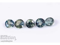 5 pieces blue-green sapphire 0.63ct 2.6mm round cut No. 6