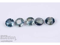 5 pieces blue-green sapphire 0.51ct 2.6mm round cut No. 7