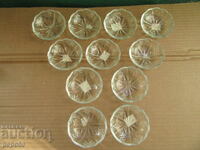 11 pcs. BULGARIAN GLASS PLATES FOR SOCA DESSERTS