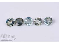 5 броя синьо-зелен сапфир 0.55ct 2.6mm кръгла шлифовка №9