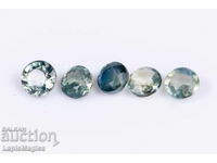 5 pieces blue-green sapphire 0.60ct 2.6mm round cut №12