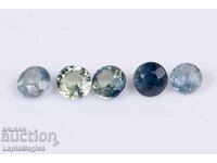 5 pieces blue-green sapphire 0.58ct 2.6mm round cut №13