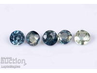 5 pieces blue-green sapphire 0.63ct 2.6mm round cut №15