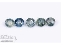 5 pieces blue-green sapphire 0.59ct 2.6mm round cut №16