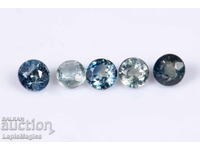 5 pieces blue-green sapphire 0.64ct 2.6mm round cut №17