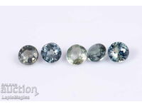 5 pieces blue-green sapphire 0.66ct 2.6mm round cut №19