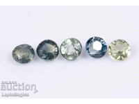 5 pieces blue-green sapphire 0.64ct 2.6mm round cut №20