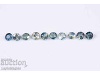 10 pieces blue-green sapphire 1.24ct 2.6mm round cut