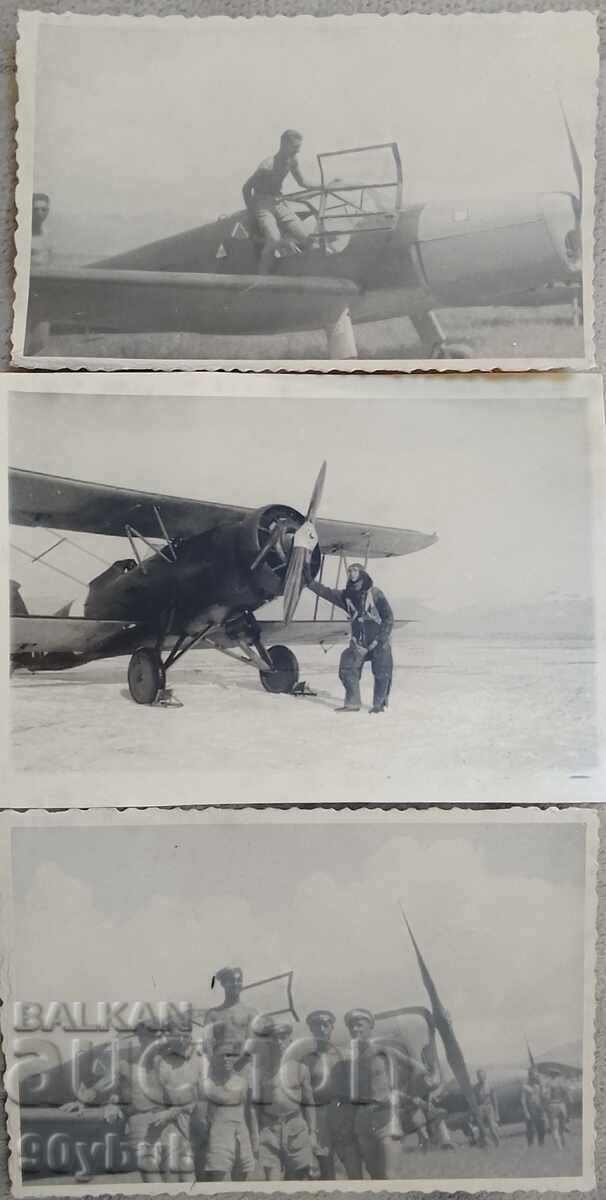 Fotografii originale vechi cu avioane, aeroport Kazanlak 3 buc.