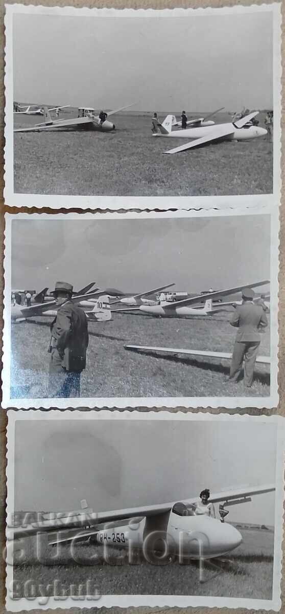 Fotografii originale vechi 1958 cu aeronave nemotorizate 3 buc.