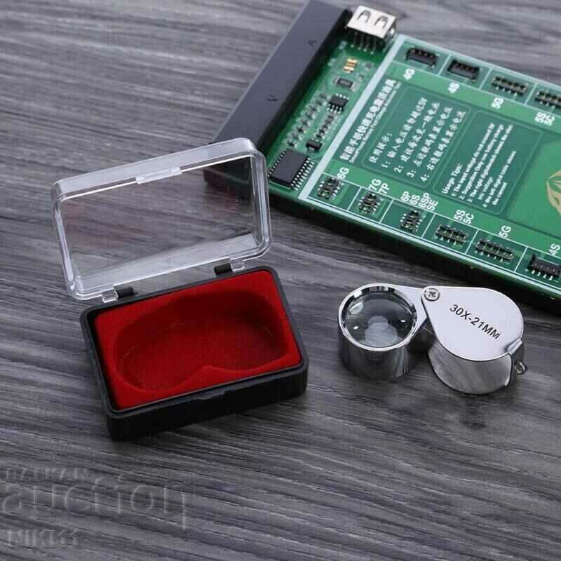 Auction  Folding pocket magnifier for coins jewelry 30 x magnification box