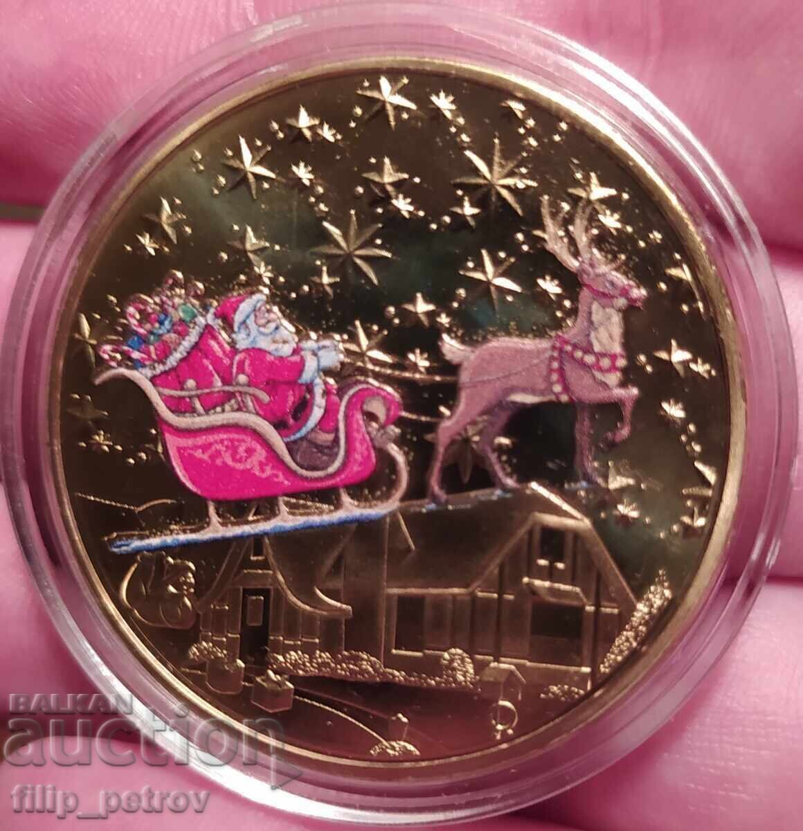 Christmas - New Year plaque in a protective capsule.