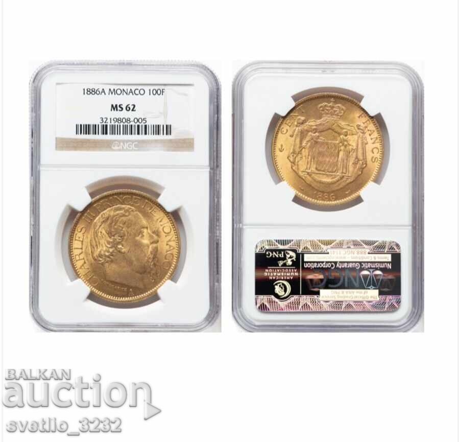 100 φράγκα 1886 MS 62 NGC