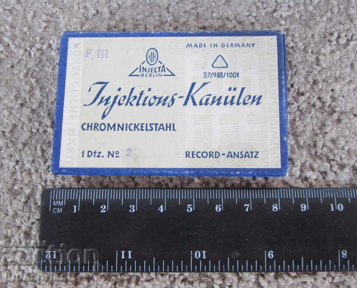 παλιές γερμανικές ιατρικές βελόνες αχρησιμοποίητες με κουτί - 6 παλιές γερμανικές ιατρικές βελόνες αχρησιμοποίητες με κουτί - 6