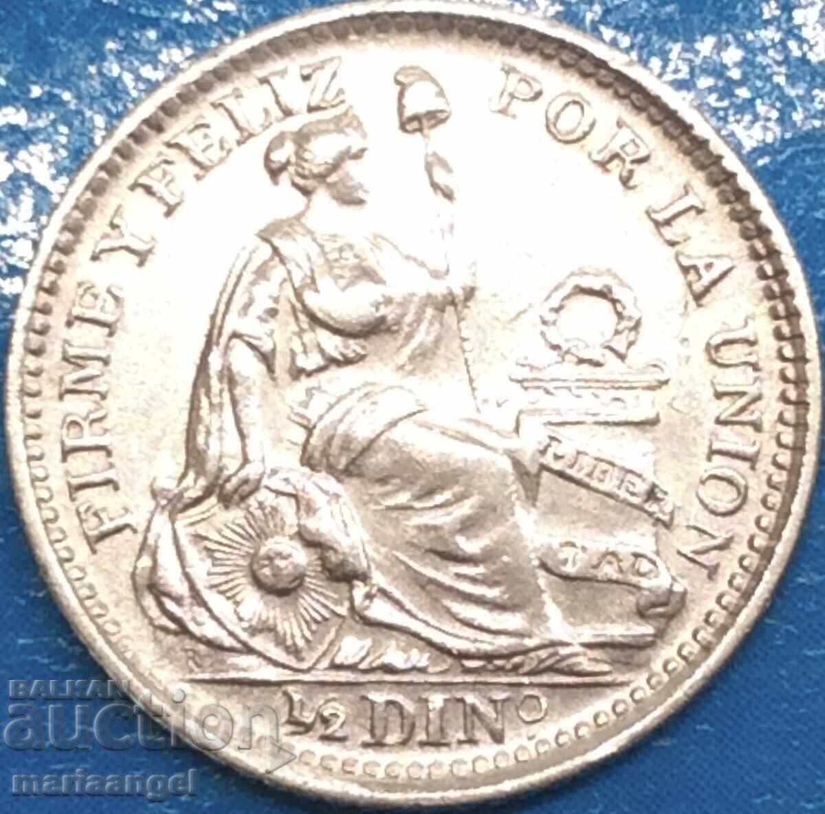 Περού 1/2 Dinero 1916 Lima Silver