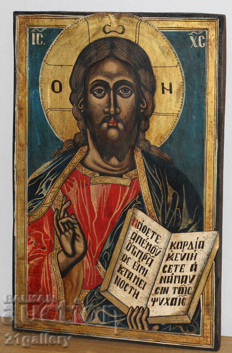 Auction Hand-painted large icon Jesus Christ Pantocrator Auction Hand-painted large icon Jesus Christ Pantocrator