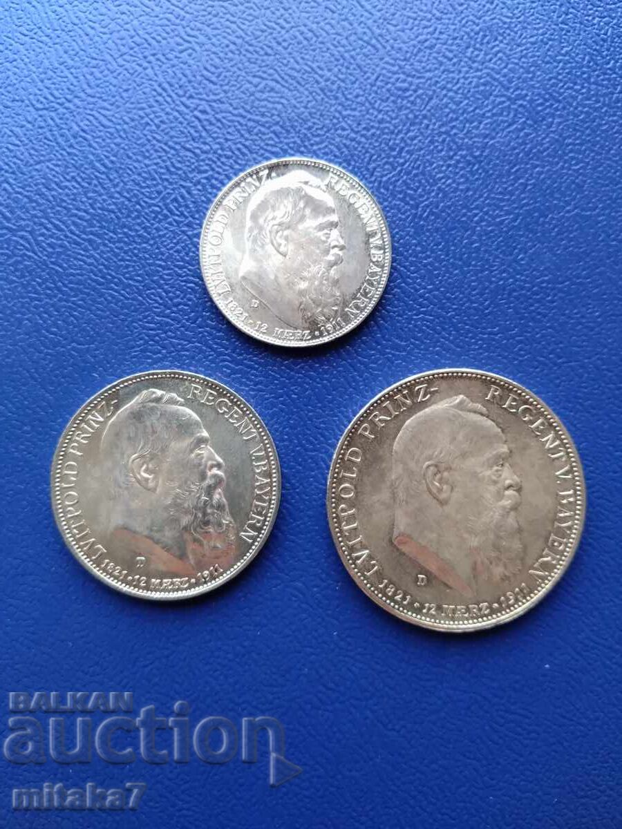 Auction Set of silver coins 2, 3 and 5 marks 1911, Germany Auction Set of silver coins 2, 3 and 5 marks 1911, Germany