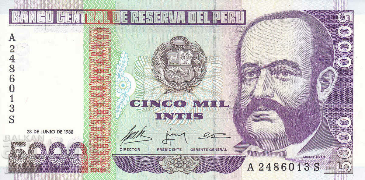 tino37- PERU - 5000 INTIS - 1988 - UNC with price 3.70 BGN | € 1.89 tino37- PERU - 5000 INTIS - 1988 - UNC with price 3.70 BGN | € 1.89