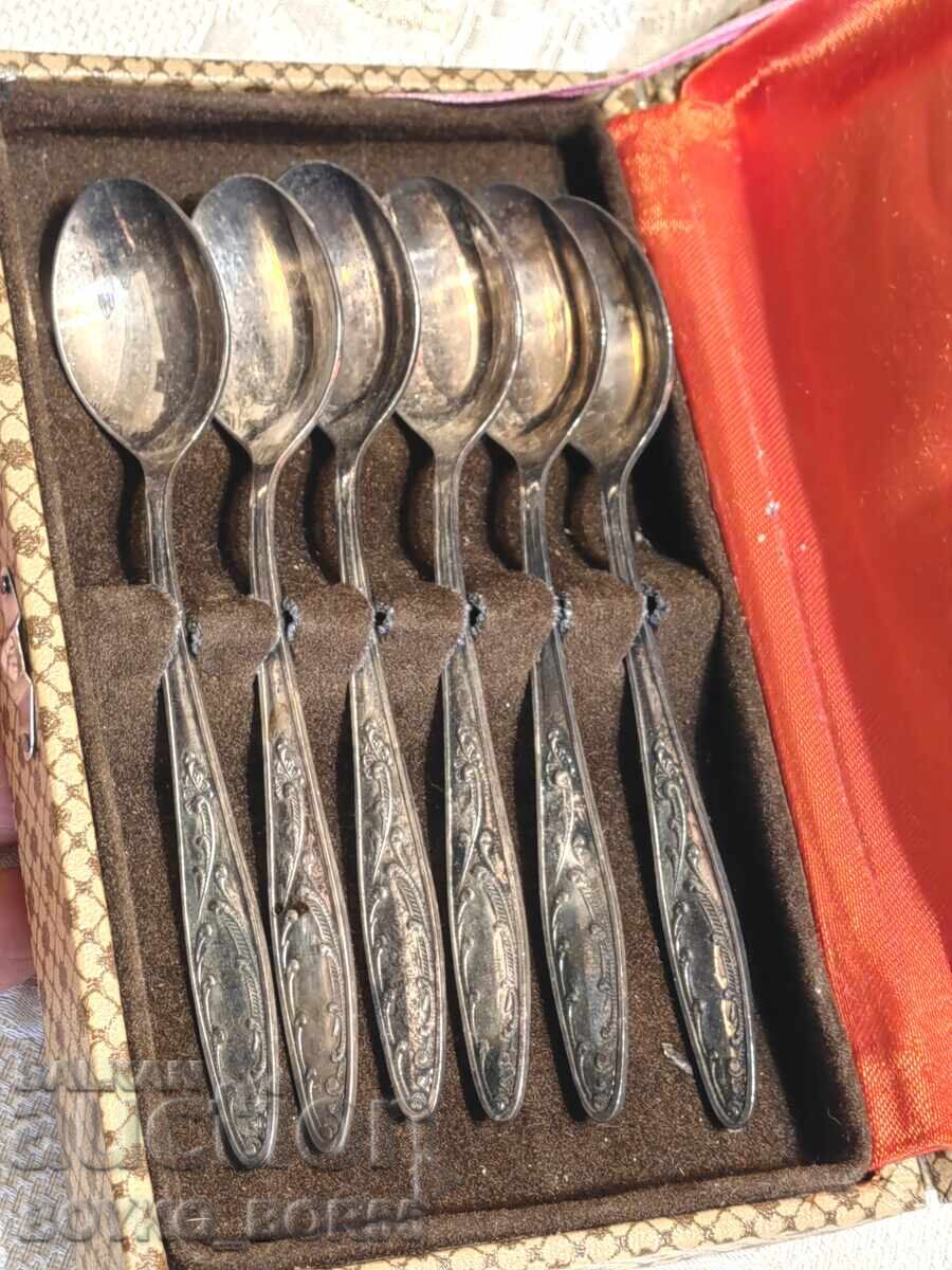 Комплект Оригинални Руски Соц СССР Мелхиор Лъжички 1970те г - 5 Комплект Оригинални Руски Соц СССР Мелхиор Лъжички 1970те г - 5