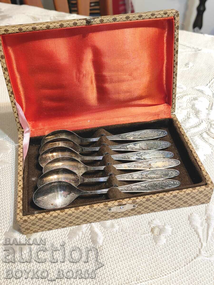 Set of Original Russian Socialist USSR Cupronickel Spoons 1970s