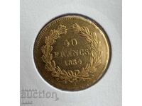 Златна Монета Франция 40 Франка 1834г. Луи Филип I